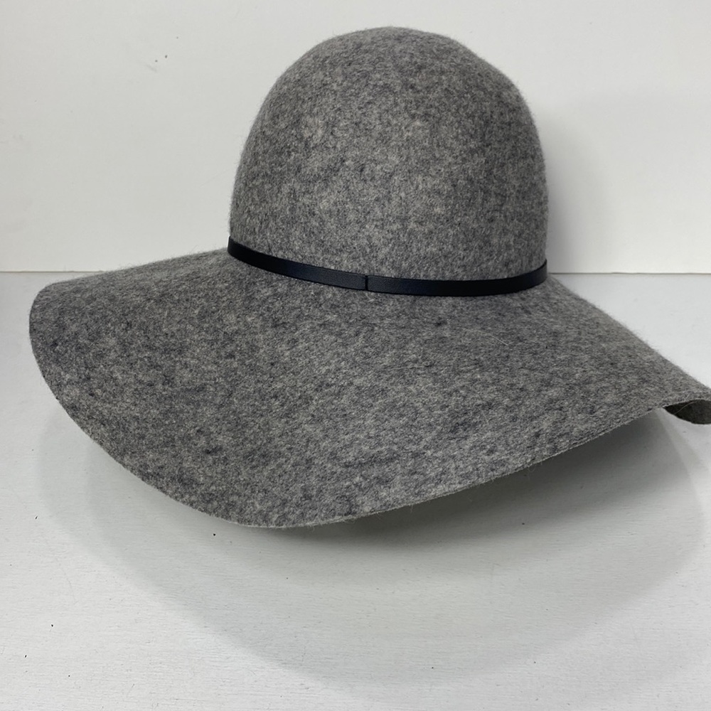 Hinge 100% wool gray wide brimmed hat